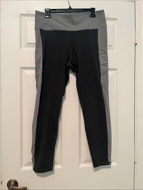 Fabletics Black and Gray High-Waist Athletic Leggings